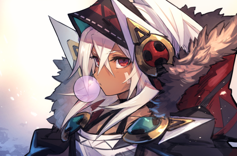 anime, anime girls, bubble gum, red eyes