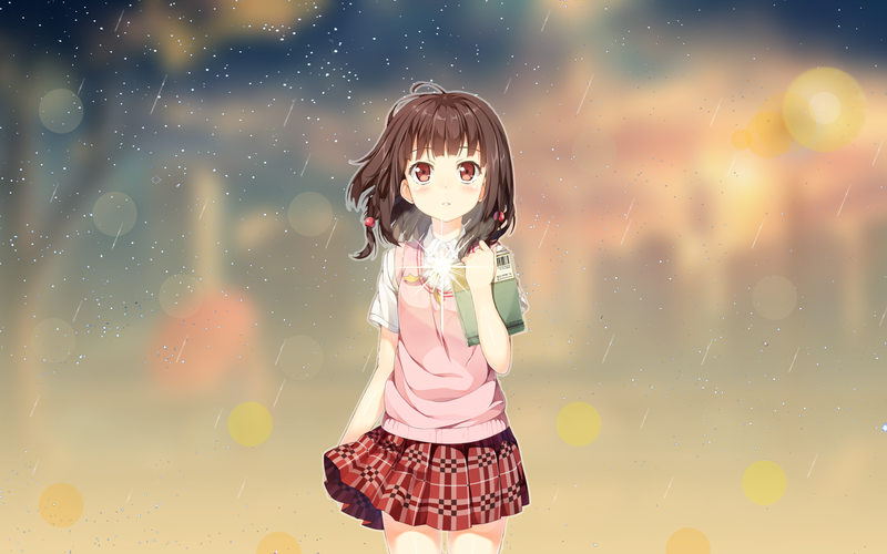 anime, anime girls, anime sky, anime vectors, cartoon, Japan, fan art, Photoshop, brunette, miniskirt, loli