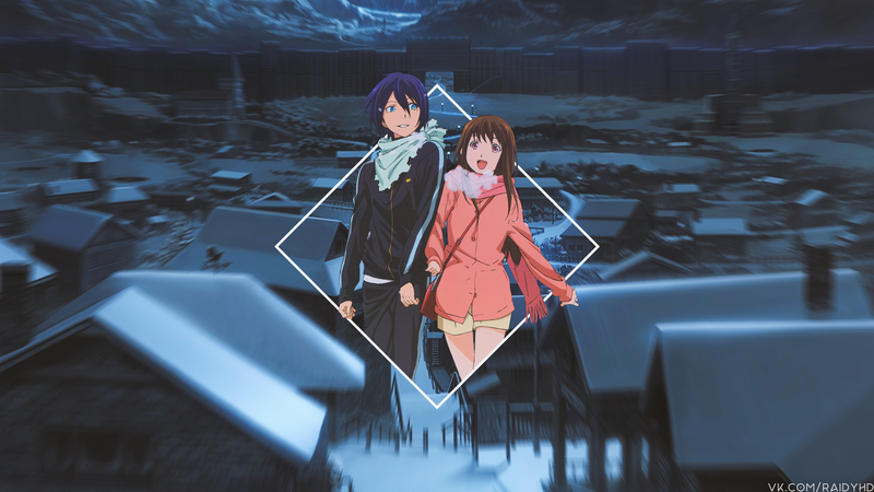 anime girls, picture-in-picture, anime, anime boys, Noragami, Yukine (Noragami), Yato (Noragami)