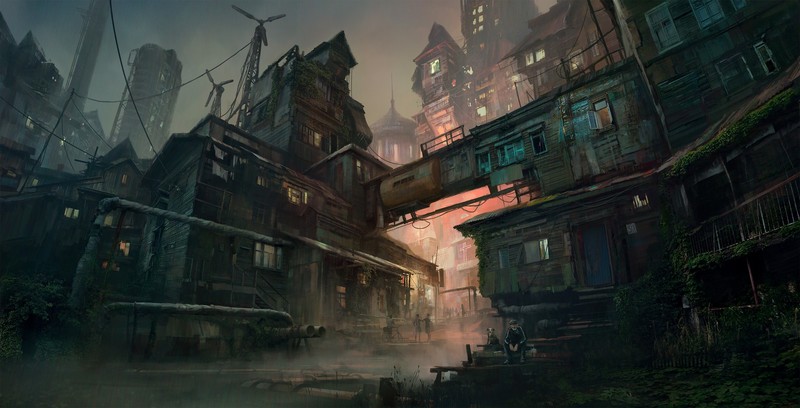 digital, architecture, concept art, people, low-angle
