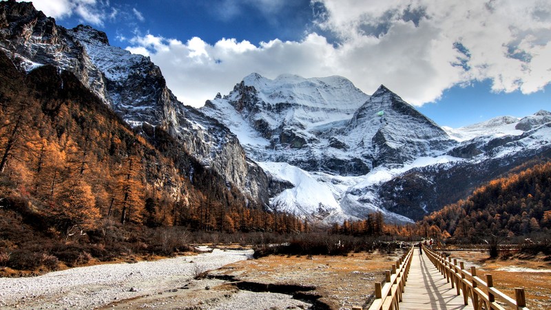 nature, mountains, clouds, landscape, snowy mountain