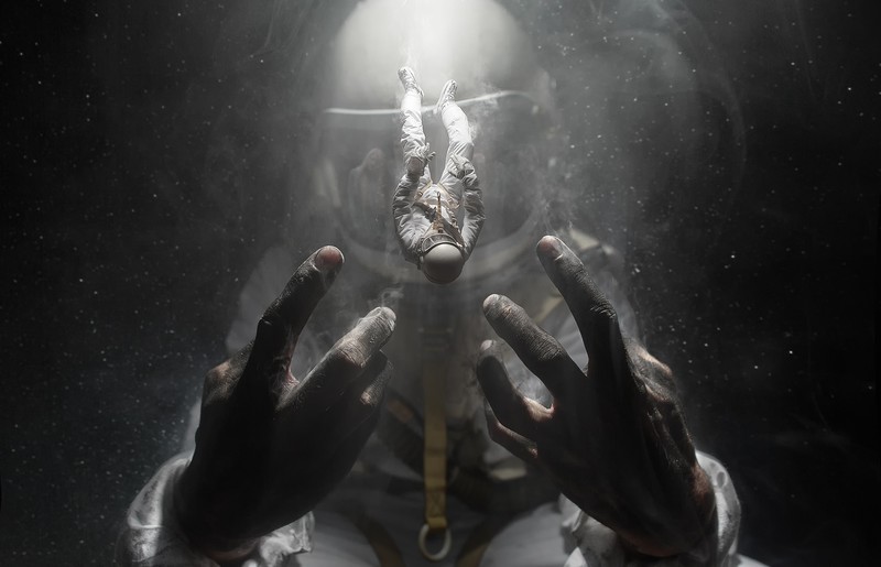 astronaut, artwork, hands, digital art