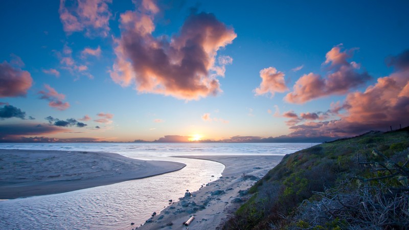 photography, clouds, beach, sea, nature, sunlight, calm, sunset