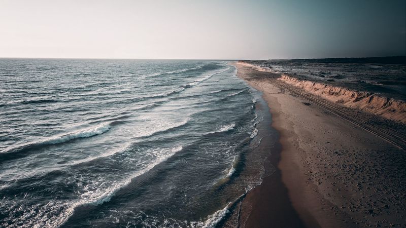 ocean, surf, coast, sea, horizon, 4k