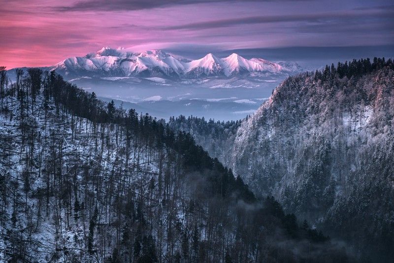 winter, snow, sky, mountains, nature, landscape
