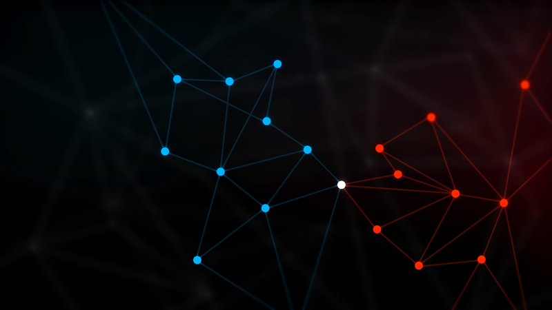 low poly, digital art, network, dots, abstract, lines, red, cyan