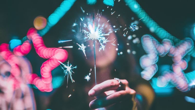 sparkler, hand, glare, neon, glitter, sparks, 4k