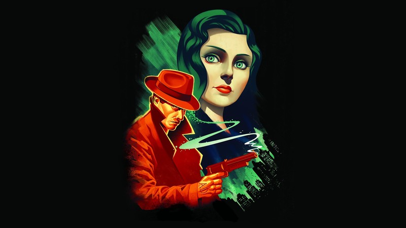 BioShock Infinite, video game art, retro science fiction, noir