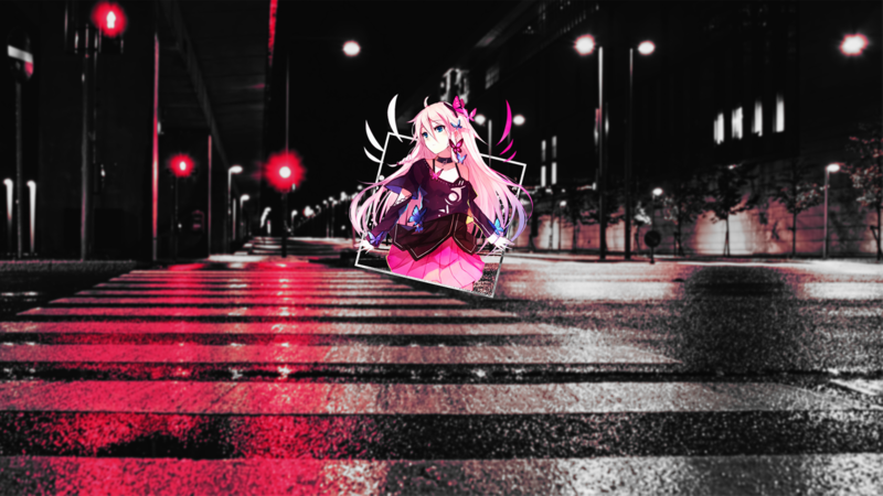 dark background, anime, picture-in-picture, anime girls