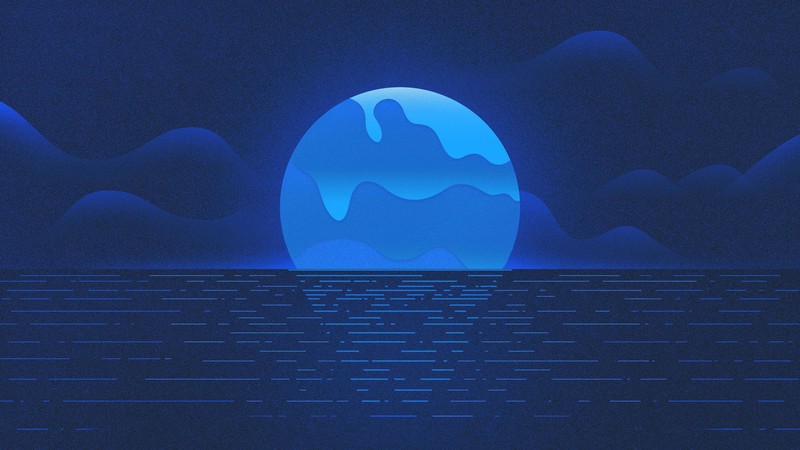 illustration, night, sea