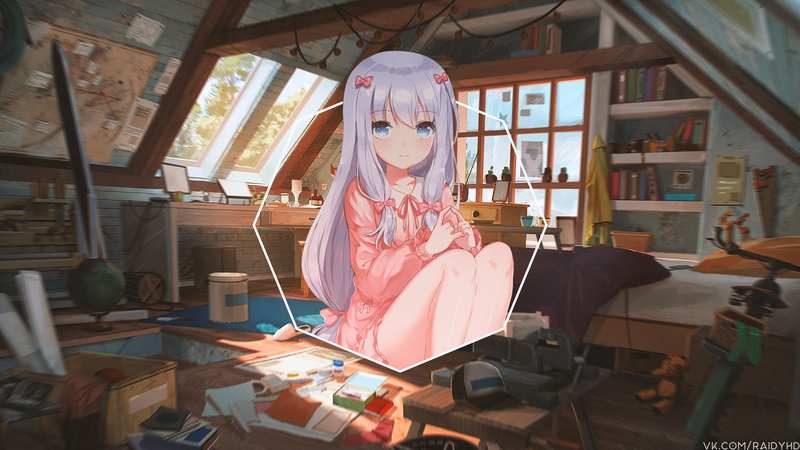 anime girls, anime, picture-in-picture, Eromanga-sensei, Izumi Sagiri