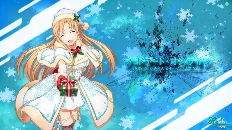 anime girls, anime, gift, presents, Christmas, Christmas ornaments, Sao fatal bullet, SAO Lost Song, Sword Art Online Alternative, Sword Art Online Alternative: Gun Gale Online, Sword Art Online: Fatal Bullet, SwordArtOnline, Sword Art Online, Sword Art Online Alicization, Yuuki Asuna, blue