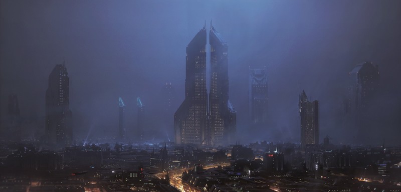 science fiction, futuristic, city, digital, futuristic city, digital art