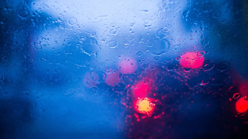 drops, bokeh, glare, glass, rain, light, 4k