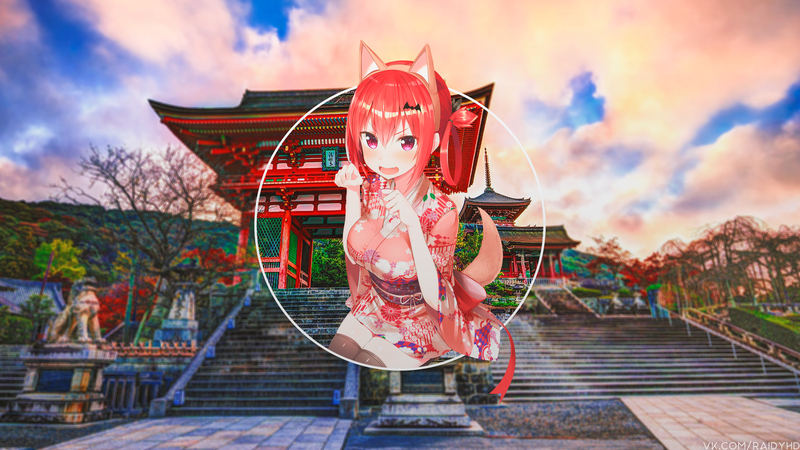 anime, anime girls, picture-in-picture, Gabriel White Tenma, Satanichia McDowell Kurumizawa, nekomimi