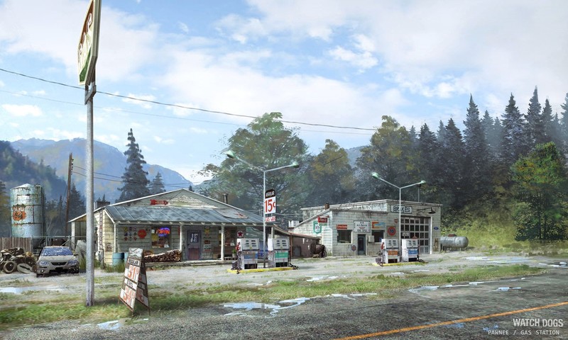 artwork, Gas station, Watch_Dogs
