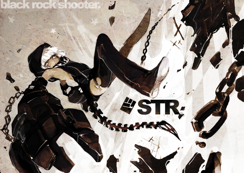 anime girls, anime, Black Rock Shooter (series), dress, Strength (Black Rock Shooter), chains