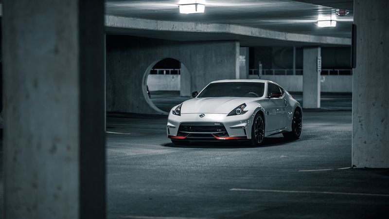 nissan, car, sports car, white, 4k
