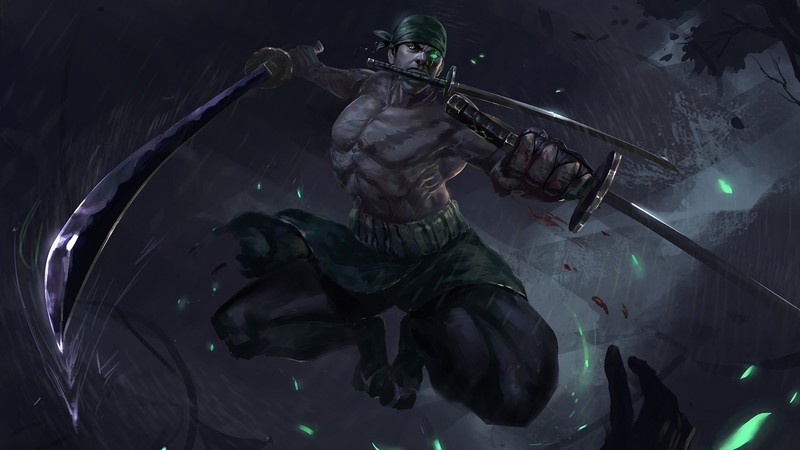 Roronoa Zoro, One Piece, anime men, muscles, sword, warrior