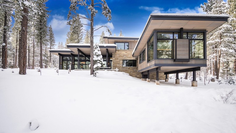 modern, house, mansions, architecture, snow
