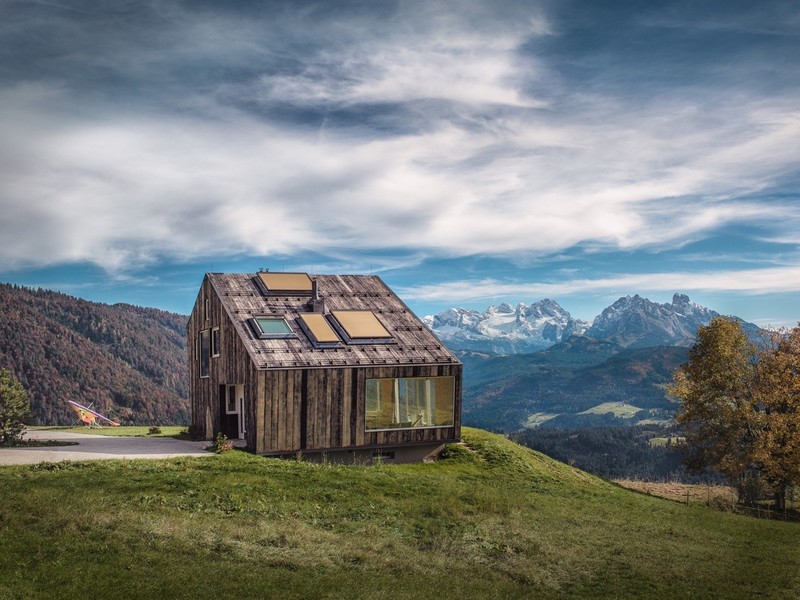 house, modern, architecture, mountains, landscape, cabin