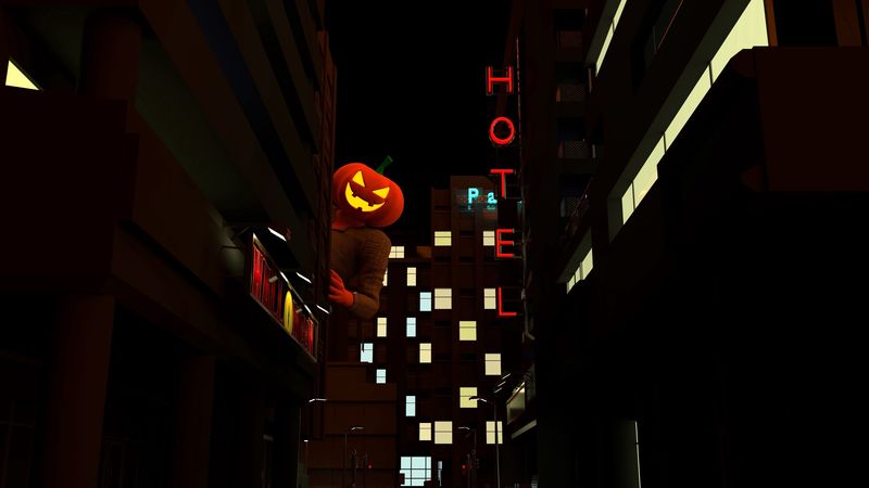 jack o lantern, halloween, night city, spy out, dark, 4k
