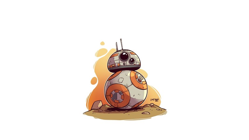 Derek Laufman, Star Wars, BB-8, simple background, white background, artwork, digital art, minimalism, Star Wars Droids