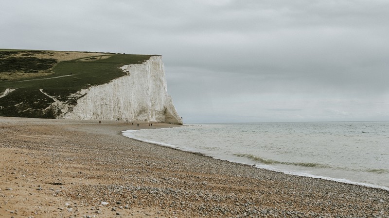 nature, landscape, water, sea, coast, cliff, waves, clouds, England, UK, people