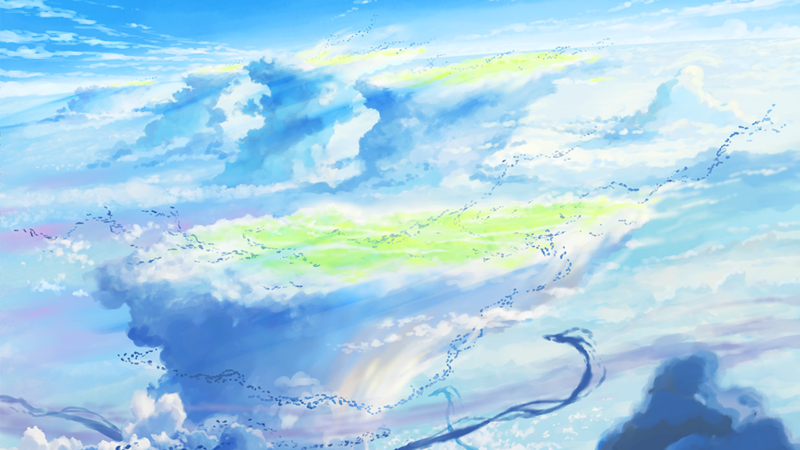 Weathering With You, Makoto Shinkai, anime, blue, sky, clouds, cyan ...