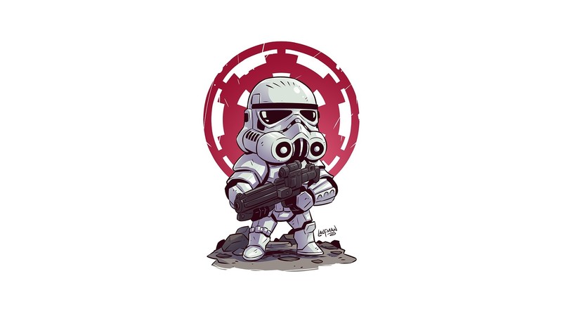 Star Wars, stormtrooper, artwork, simple background, white background, Derek Laufman