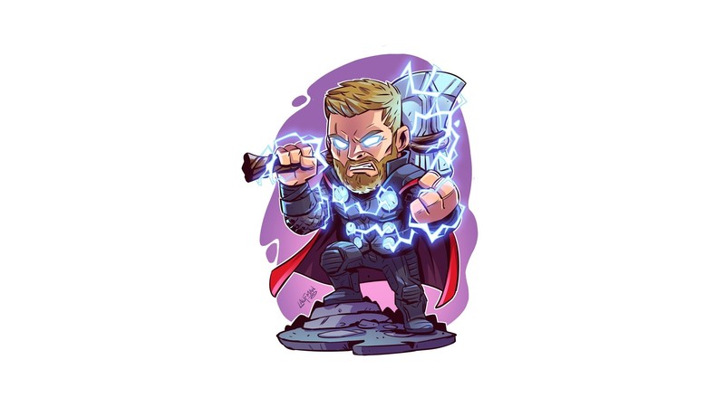 Thor, artwork, simple background, Derek Laufman
