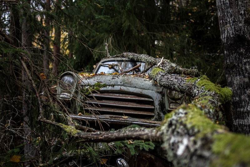 car, vehicle, wreck, outdoors