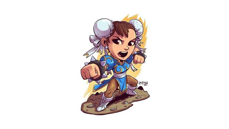 chun li, video games, artwork, white background, simple background, Street Fighter, Derek Laufman