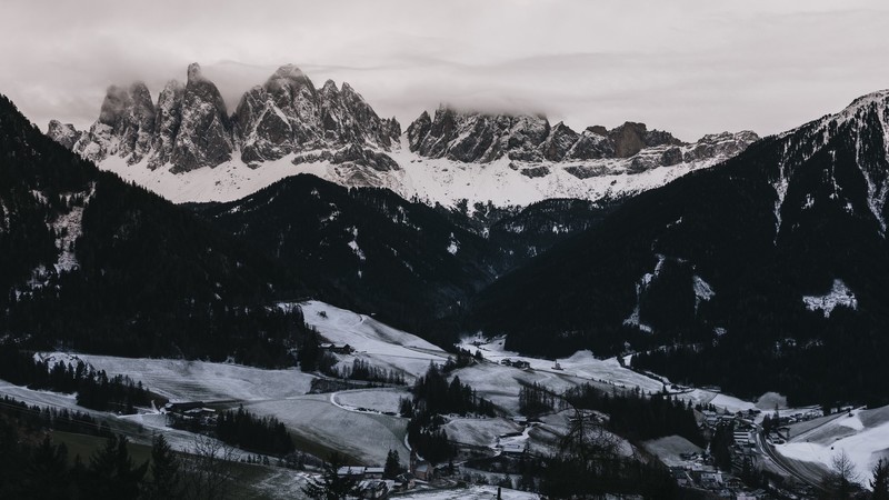 landscape, nature, mountains, winter, aerial view, snow