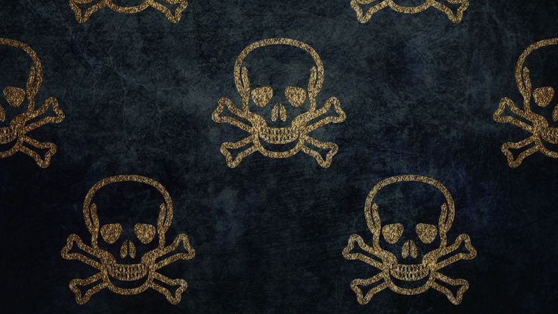 skull, patterns, texture, golden, 4k