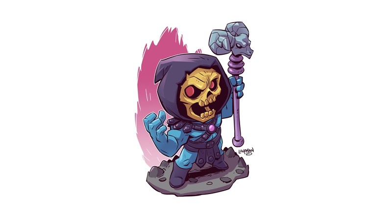 Masters of the Universe, Skeletor, simple background, skull, artwork, Derek Laufman
