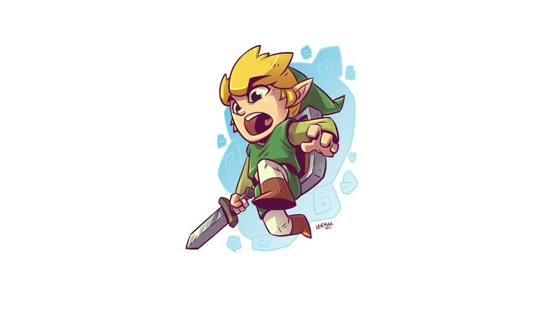 video game art, Link, The Legend of Zelda, video games, artwork, simple background, white background, Derek Laufman