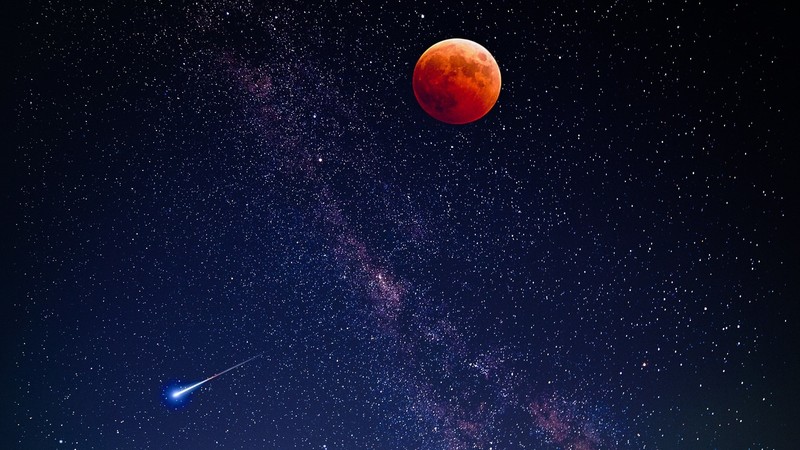 Moon, sky, space art, space