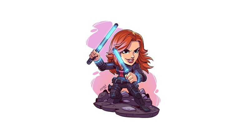 simple background, white background, Black Widow, artwork, Marvel Comics, Derek Laufman