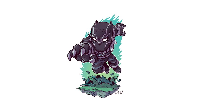 Black Panther, artwork, Marvel Cinematic Universe, simple background, superhero, white background, Marvel Comics, Derek Laufman, Marvel Super Heroes, MCU