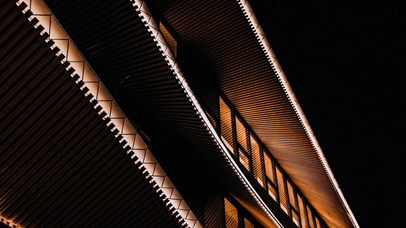 architecture, roof, backlight, dark, 4k