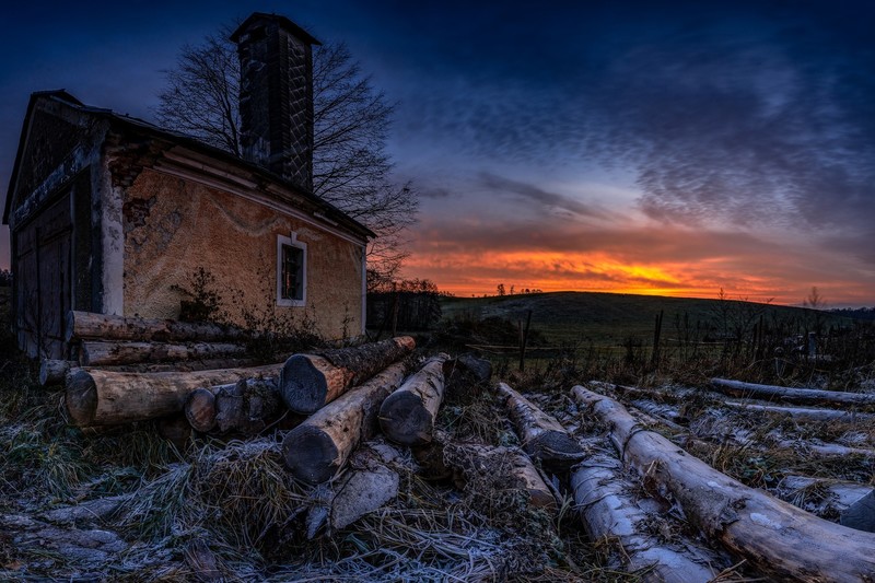 house, dark, sky, cold, sunlight, winter, ice, snow
