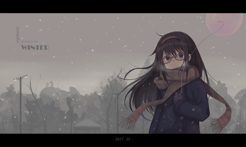 anime, anime girls, Akemi Homura, Mahou Shoujo Madoka Magica, winter