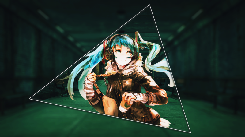abstract, anime girls, anime, turquise hair, long hair, picture-in-picture