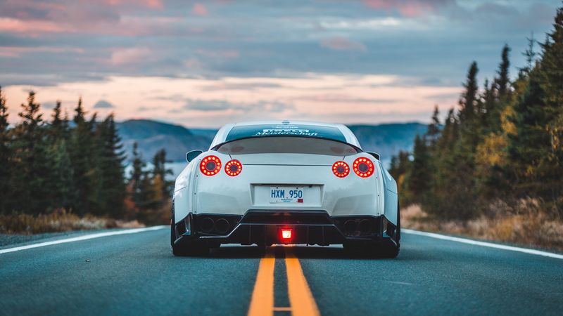 nissan gt-r, nissan, car, rear view, marking, road, asphalt, 4k