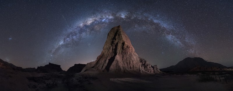 landscape, photography, stars, Milky Way, night, nature, dual monitors