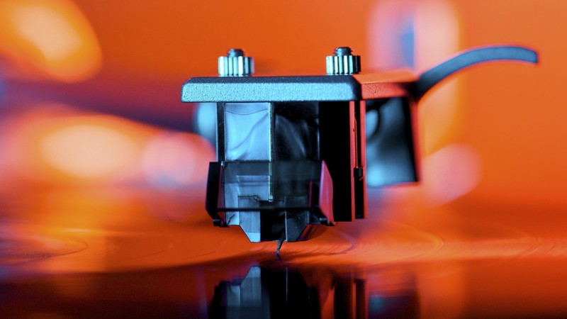 vinyl, music, orange, metal, screws, macro