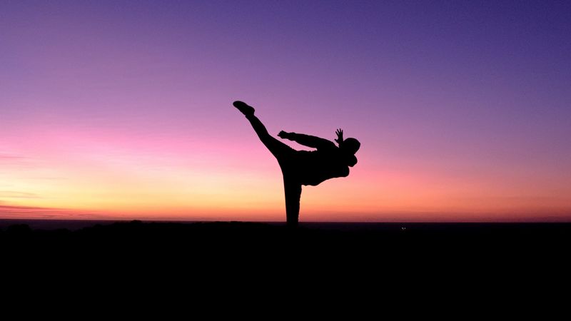 silhouette, horizon, sunset, 4k