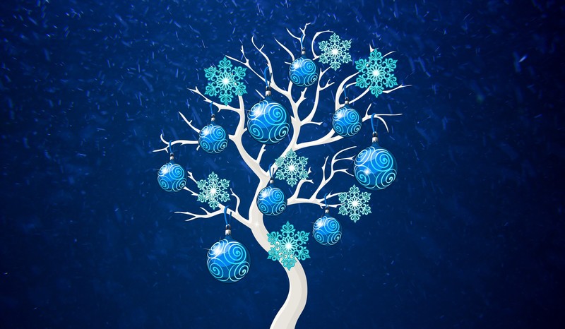 blue background, Christmas, Christmas ornaments