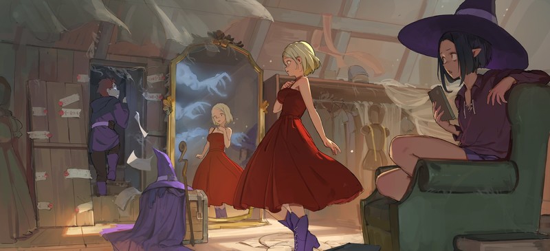 witch, dress, anime girls, fantasy art